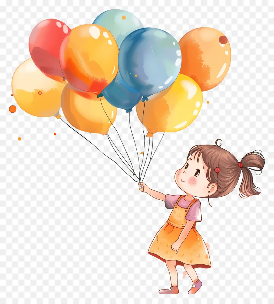 Journée Des Enfants，Fille Avec Des Ballons PNG