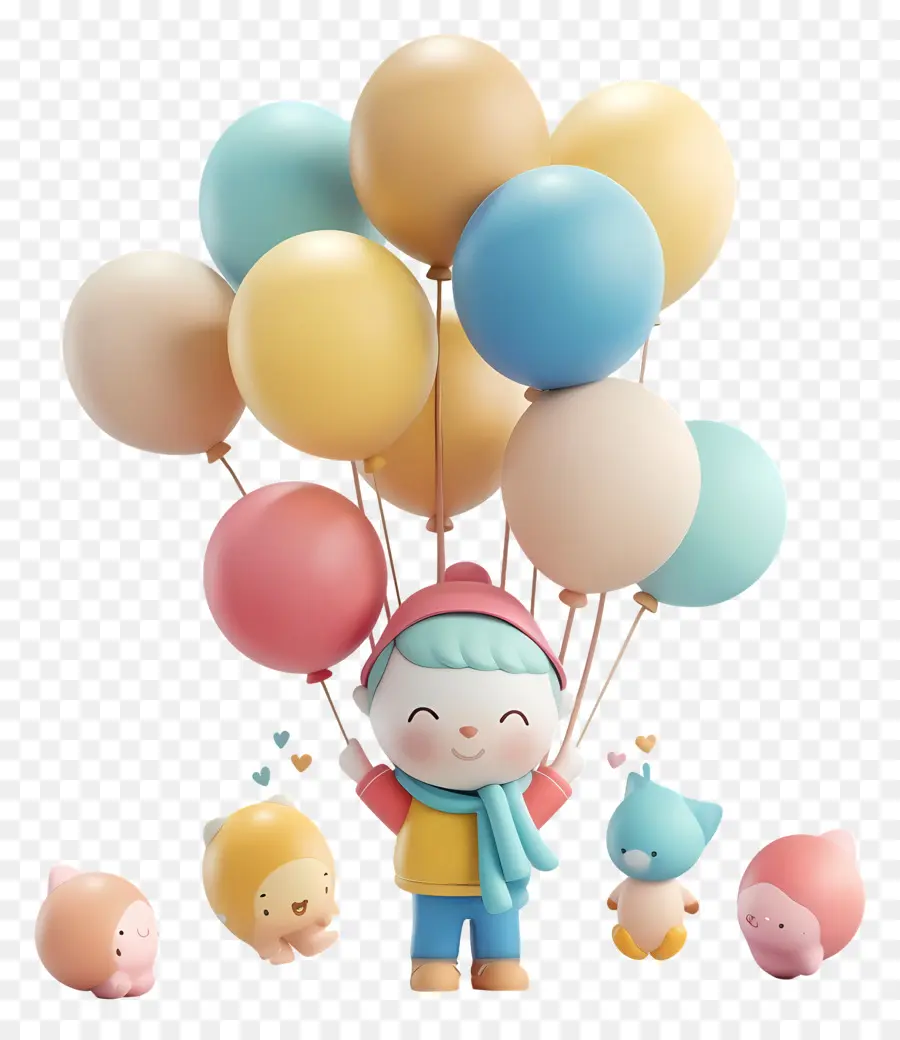 Journée Des Enfants，Enfant Avec Des Ballons PNG