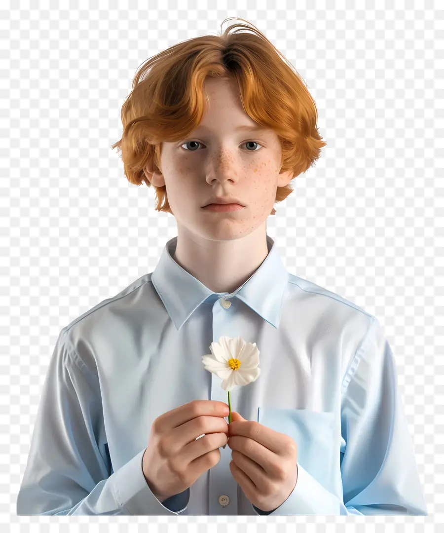 Adolescent，Garçon Avec Fleur PNG