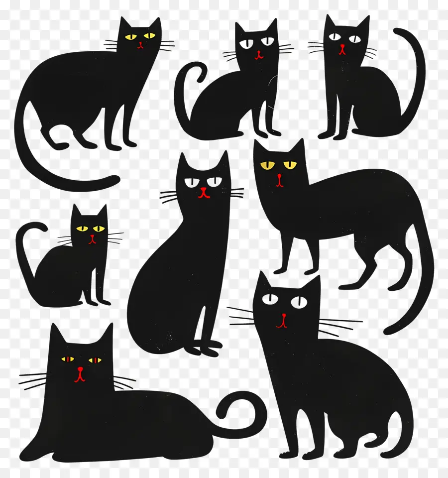 Les Chats Noirs，Les Yeux Rouges PNG