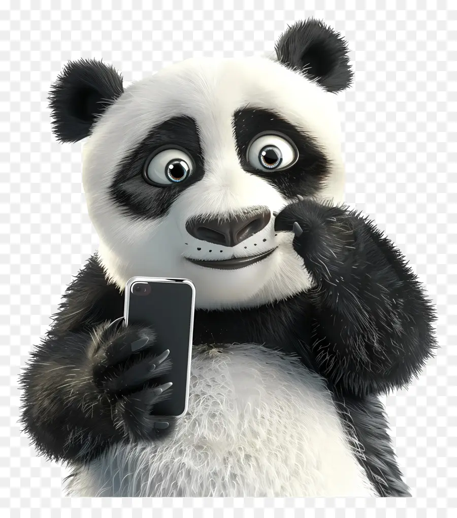 Selfie Animal，Panda Avec Téléphone PNG