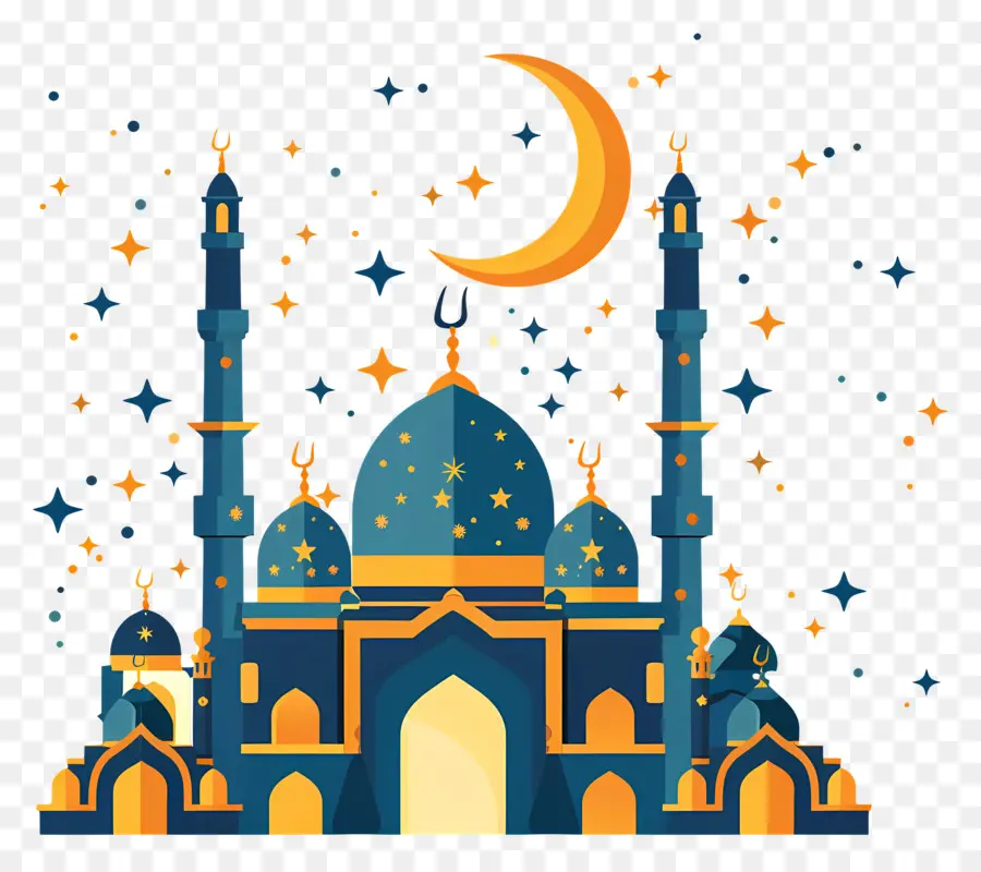 Nouvel An Islamique，Mosquée Et Croissant De Lune PNG