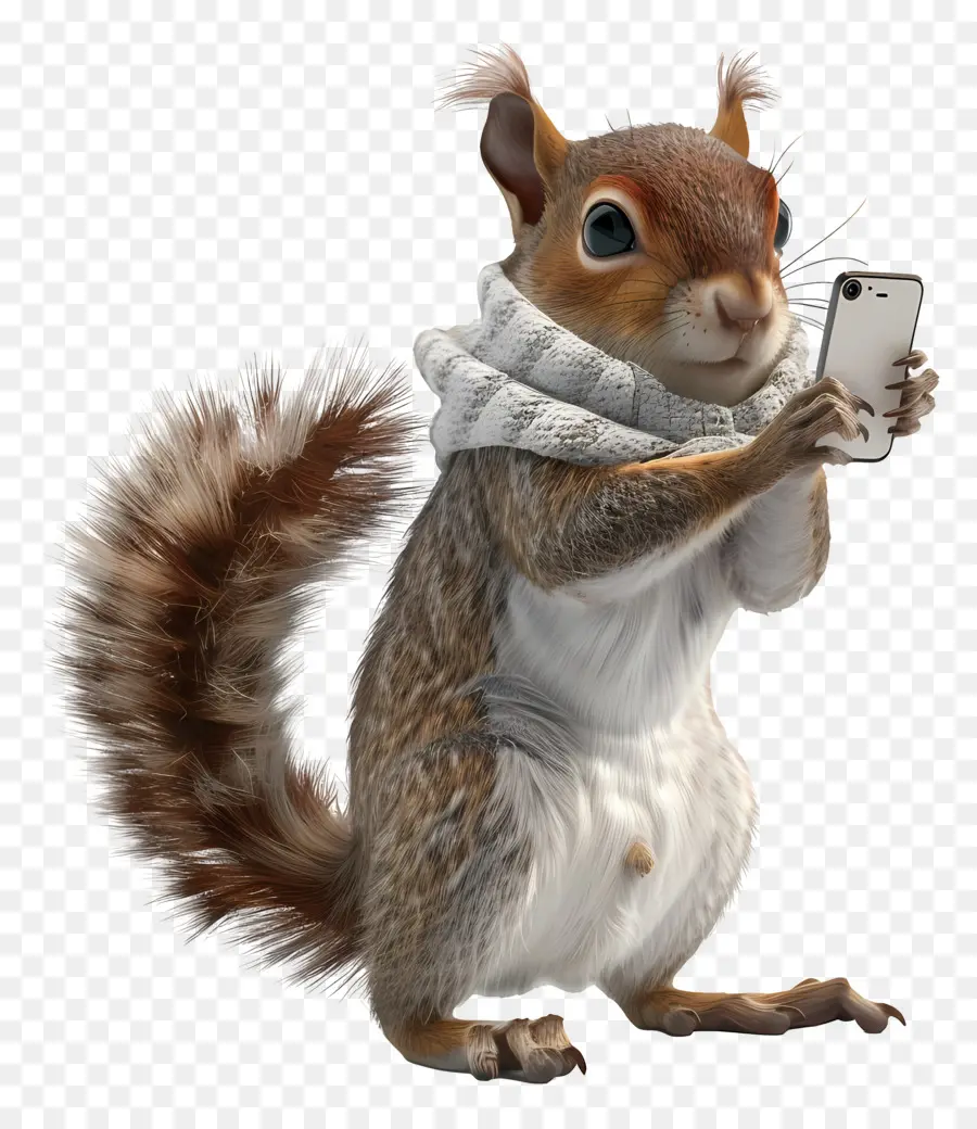 Selfie Animal，Écureuil Avec Téléphone PNG