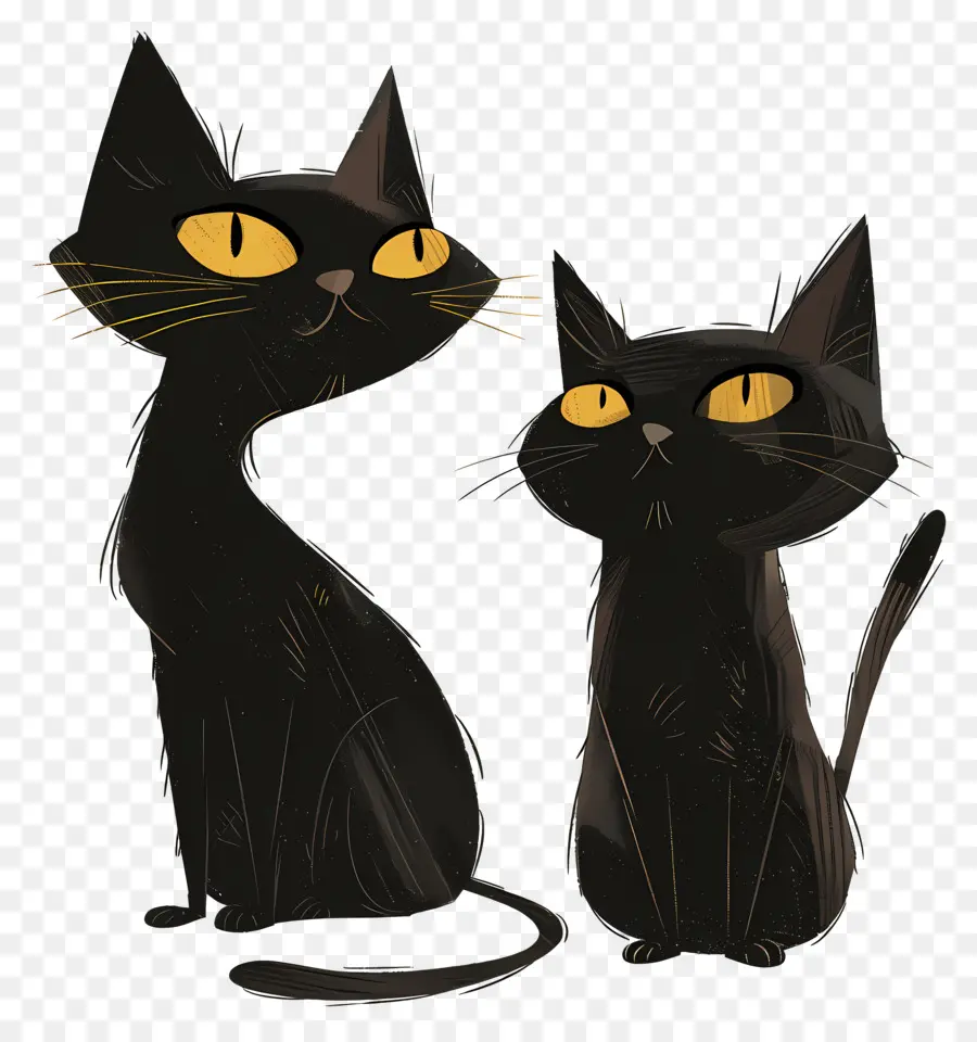 Les Chats Noirs，Les Yeux Jaunes PNG
