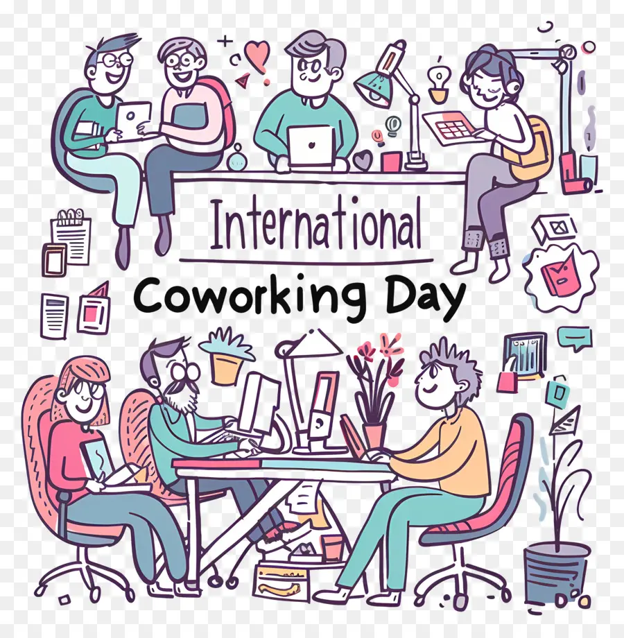 Journée Internationale Du Coworking，Illustration De Coworking PNG