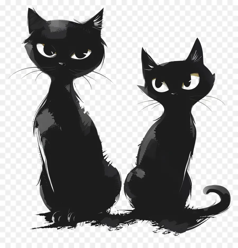 Les Chats Noirs，Assis PNG