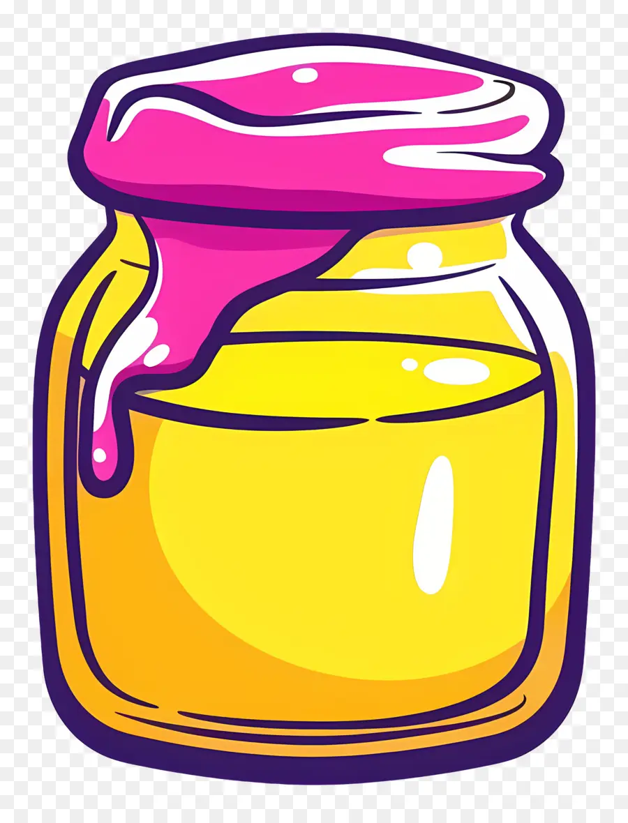 Ghee，Pot Jaune Avec Couvercle Rose PNG