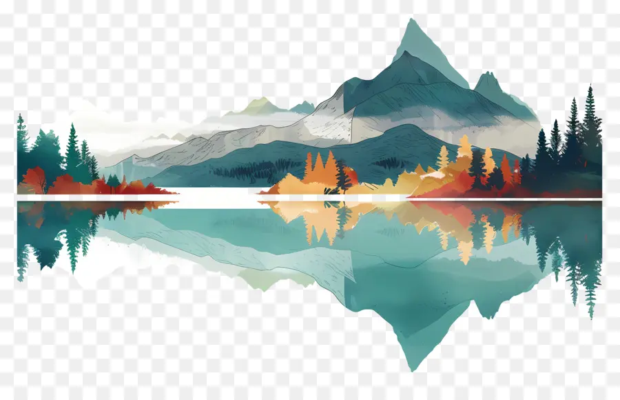 Le Lac De La Réflexion，Gamme De Montagne PNG