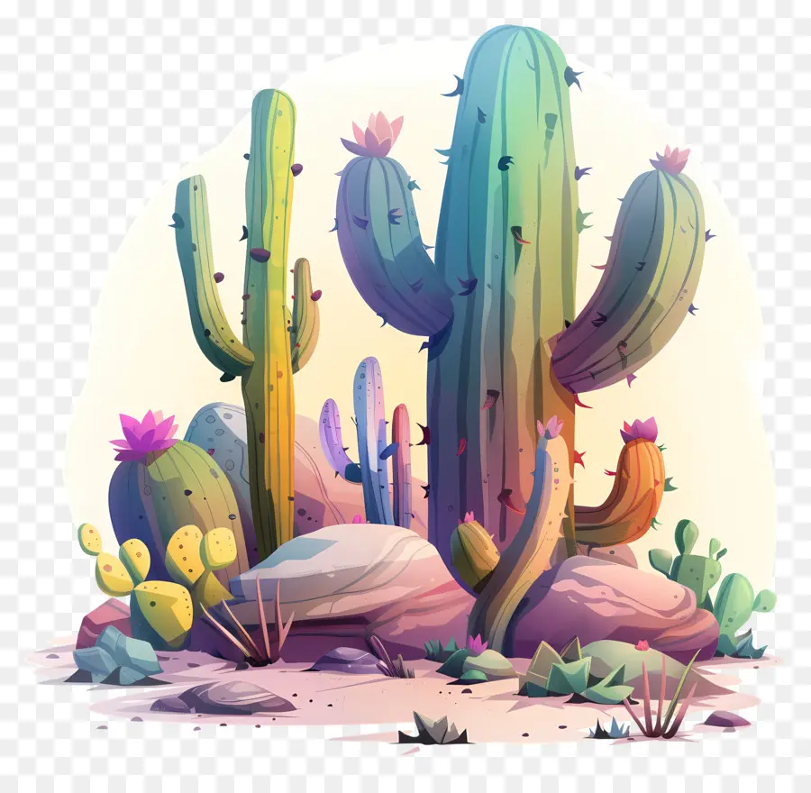 Cactus Du Désert，Paysage De Désert PNG
