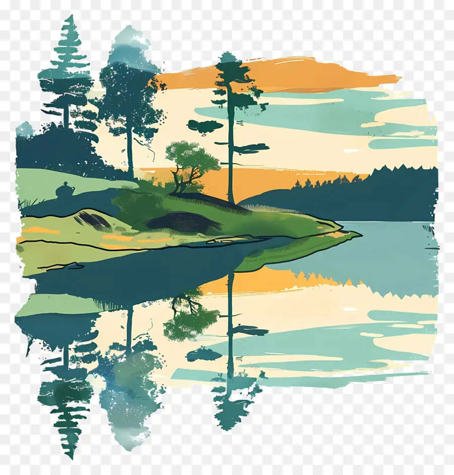 Reflet Du Lac，Paysage Lacustre PNG