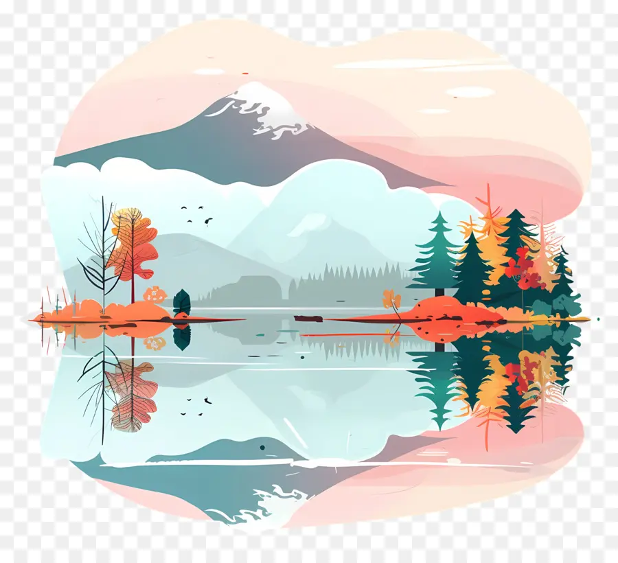 Reflet Du Lac，Paysage Lacustre PNG