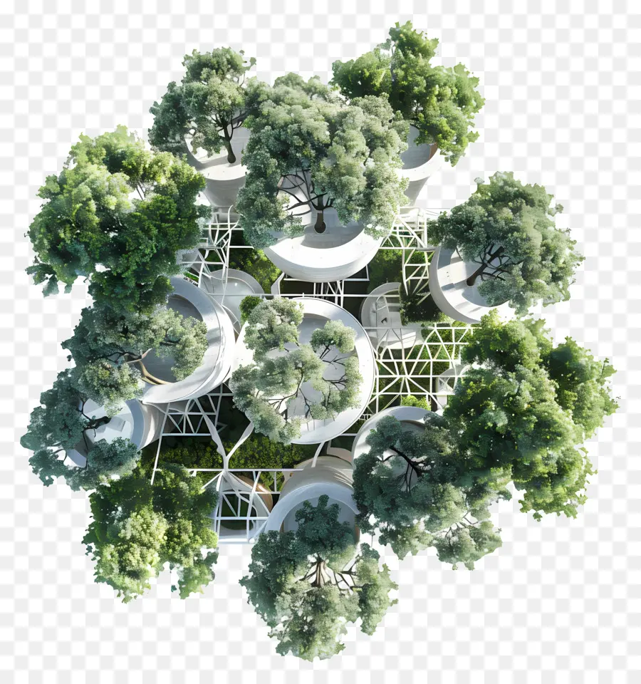 Vue De Dessus D'arbre D'architecture，Arbres PNG