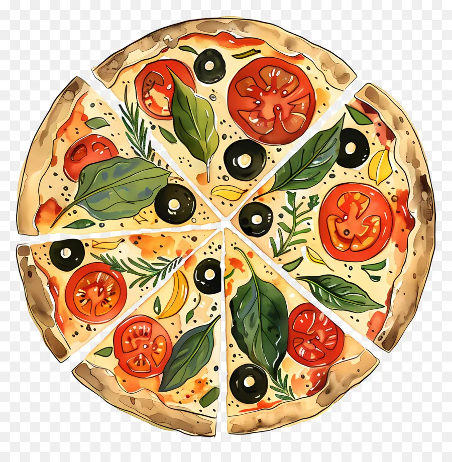 Pizza Végétarienne，Pizza PNG