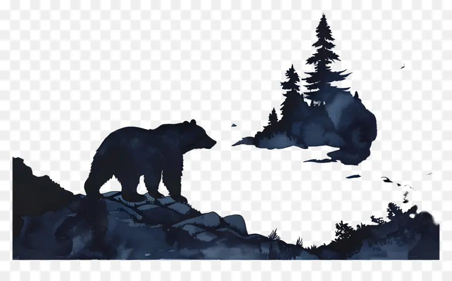 La Silhouette De L'ours，L'ours Noir PNG