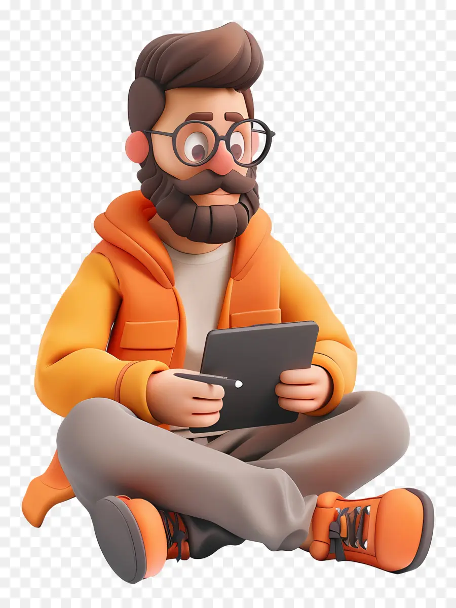 Homme Travaillant，Homme Avec Tablette PNG