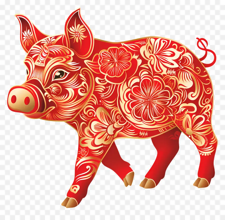 Zodiaques Chinois，Rouge De Porc PNG