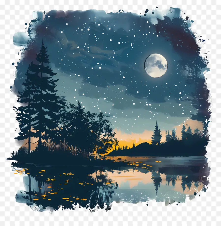 Nuit D'été，Paysage Nocturne PNG