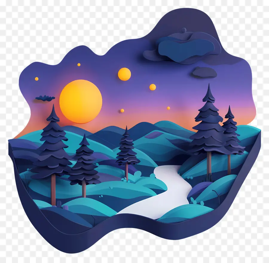 Nuit D'été，Paysage Nocturne PNG