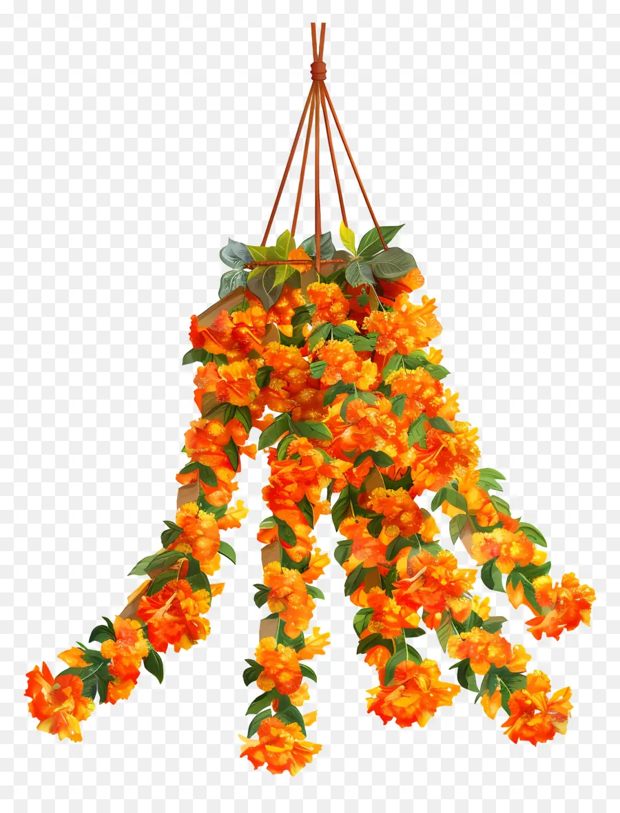 Guirlande De Fleurs De Souci，Fleurs Suspendues PNG