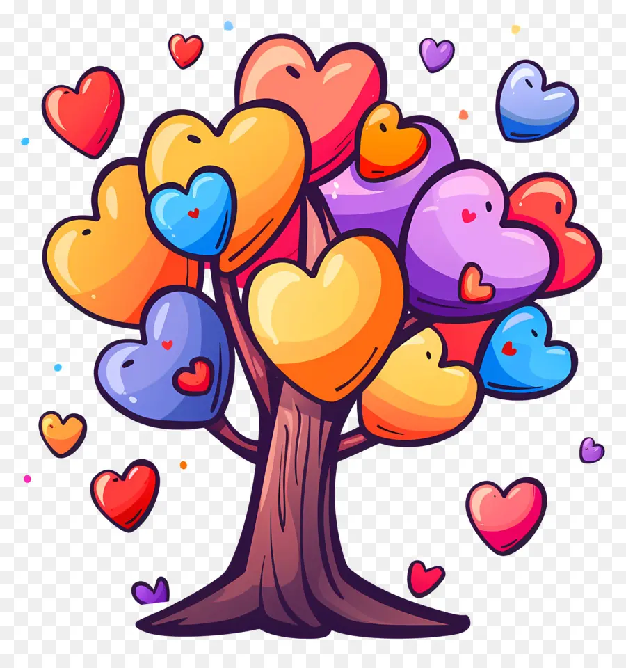 Coeurs D'arbre，Arbre Coeur Coloré PNG