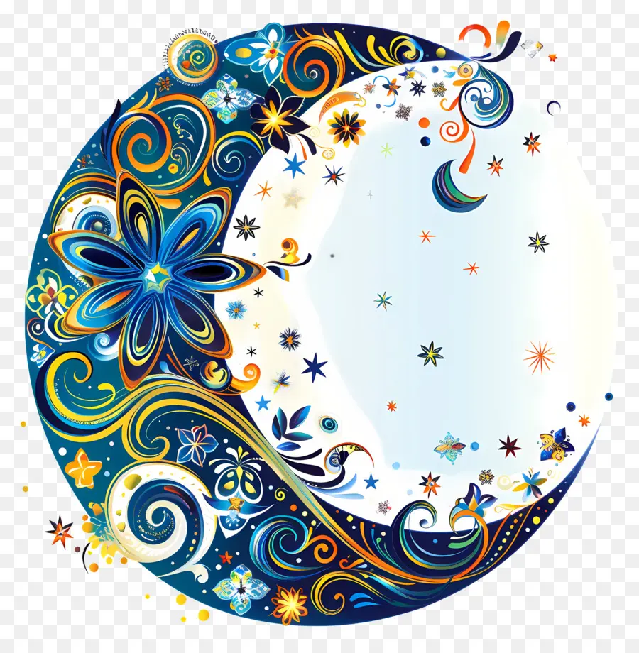 Nuit D'été，Lune Décorative PNG