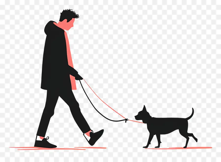 Homme Qui Promène Son Chien，Laisse PNG