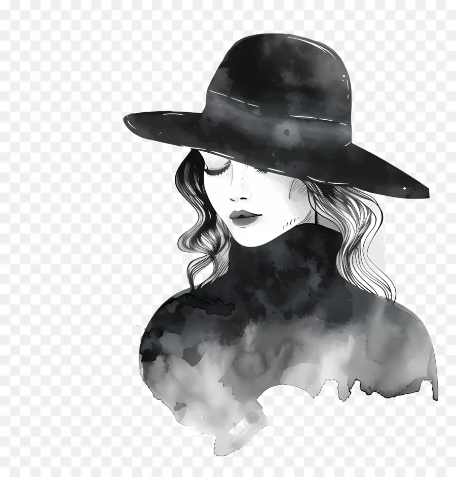 Fille De Mode，Femme Au Chapeau PNG