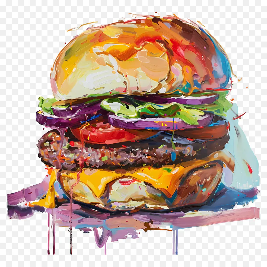 Peinture à L'huile，Hamburger PNG
