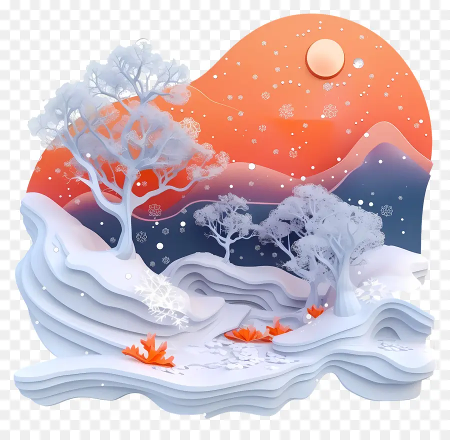 Nuit D'hiver，Paysage D'hiver PNG