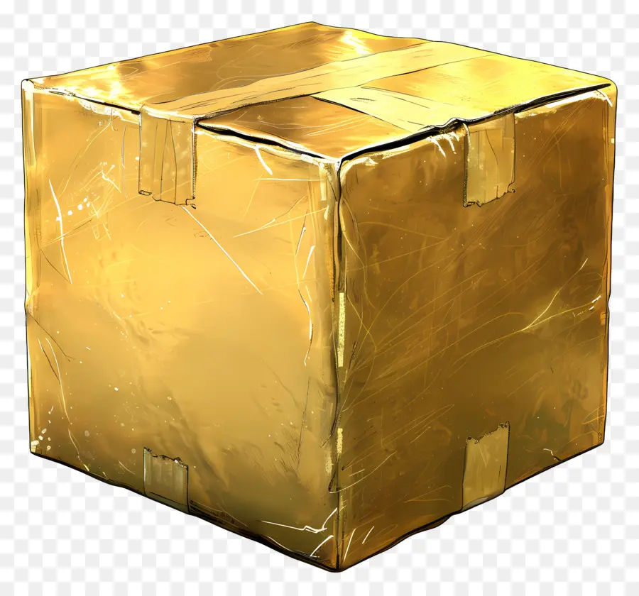 Grande Boîte En Carton，Cube D'or PNG