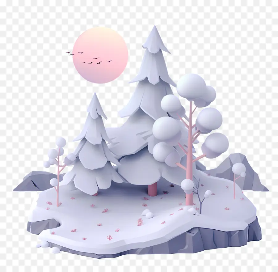 Nuit D'hiver，Paysage D'hiver PNG