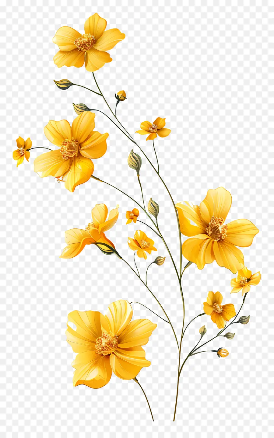 Fleurs Jaunes，Vase PNG