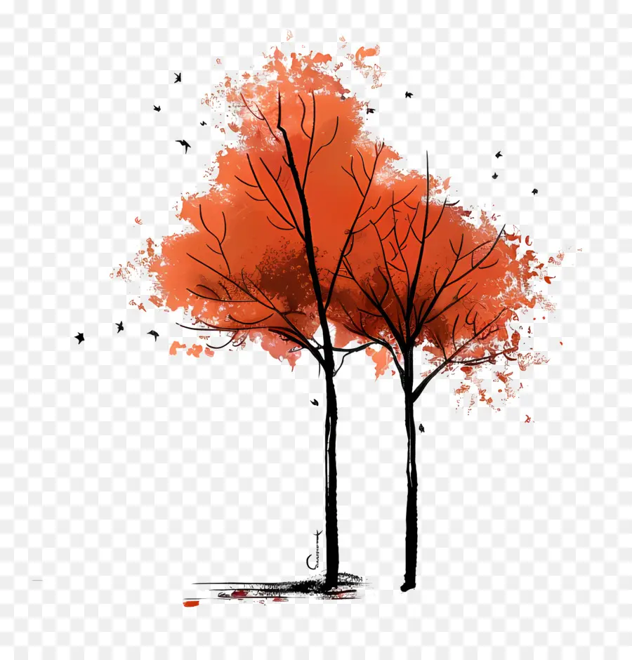 Automne Croustillant，Arbre Rouge PNG