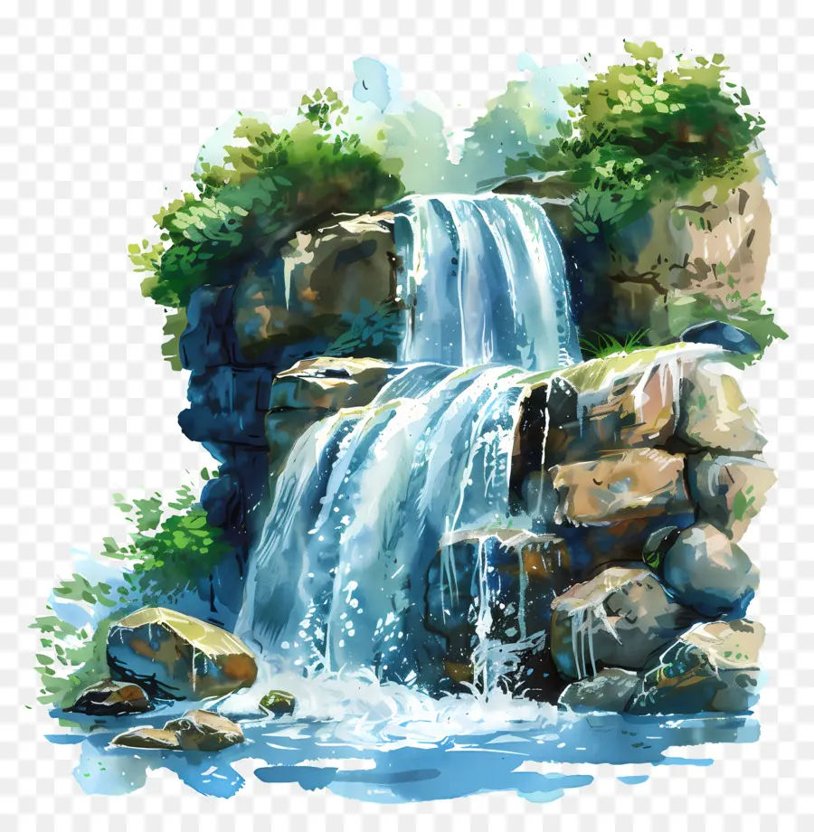 L'été，Chute D'eau PNG