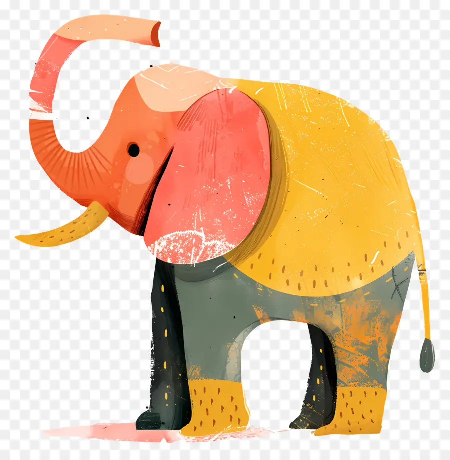 L'éléphant，Coloré PNG
