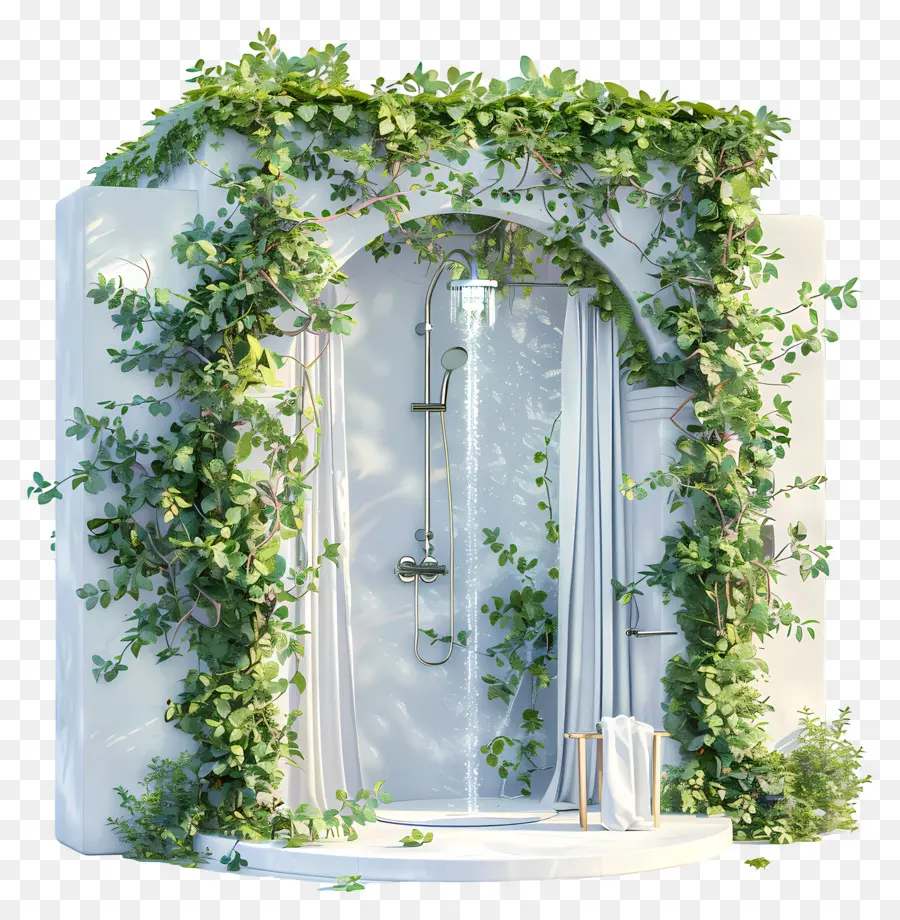 Douche Extérieure，Douche Avec Des Plantes PNG