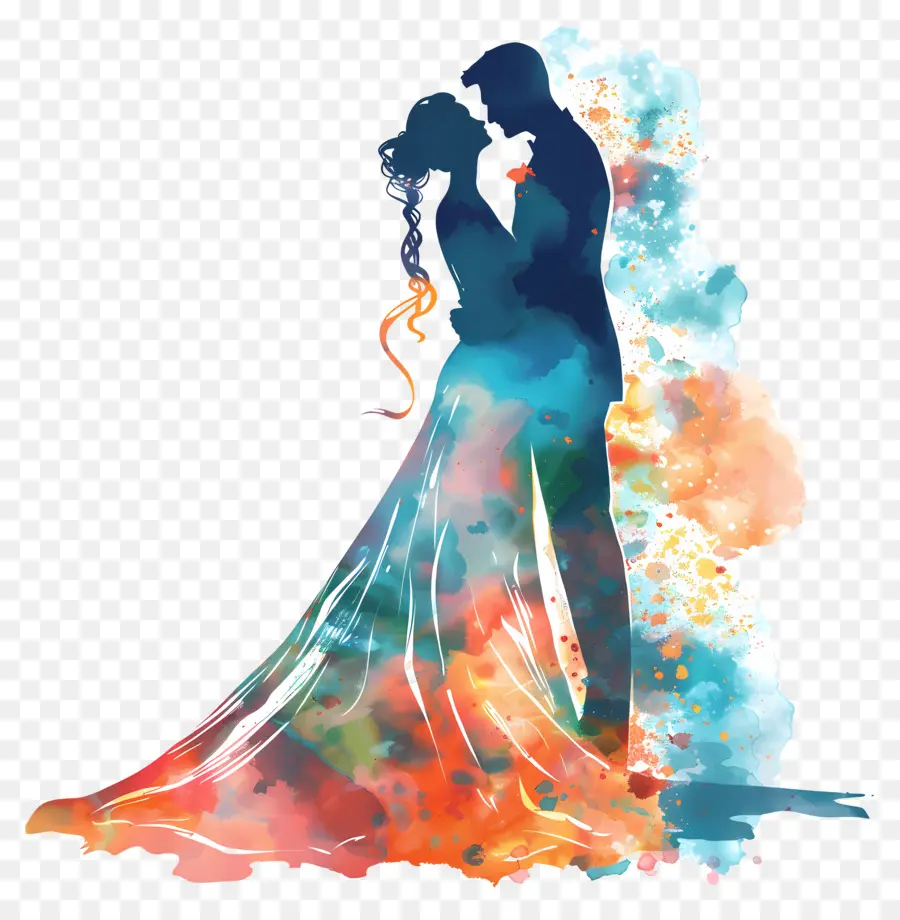 Silhouette Des Mariés，Couples De Mariage PNG