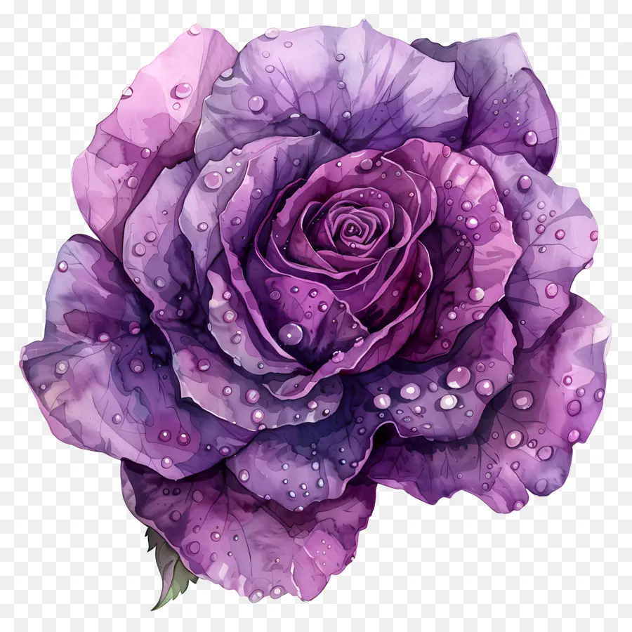 Rose Pourpre，Des Gouttelettes D'eau PNG