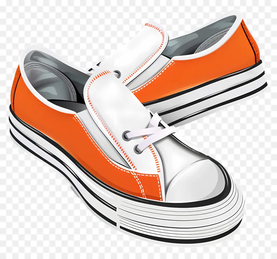 Chaussures à Enfiler，Baskets Orange Et Blanches PNG