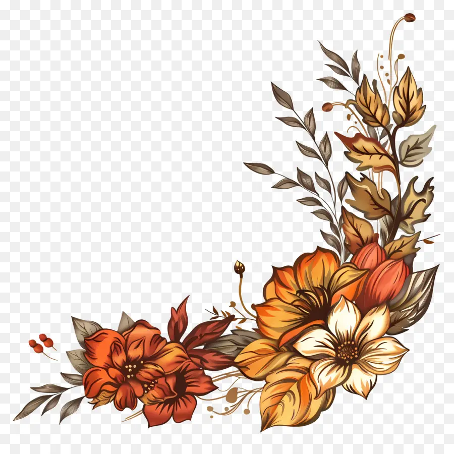 Bordure De Feuille De Coin，Coin Floral PNG