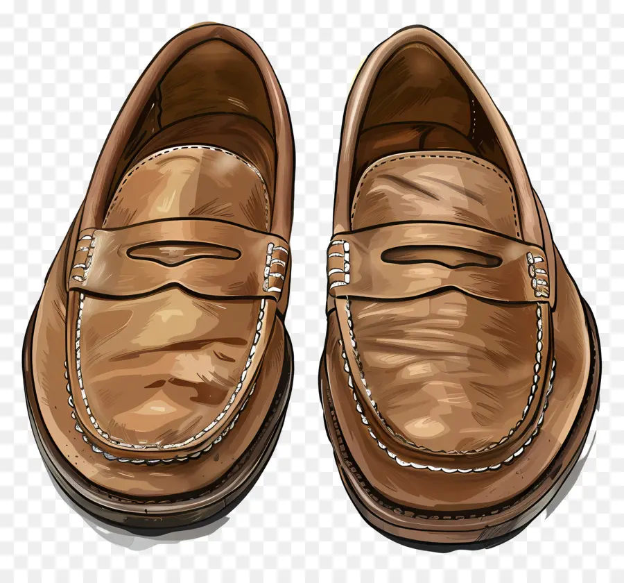 Mocassins，Chaussures En Cuir Marron PNG