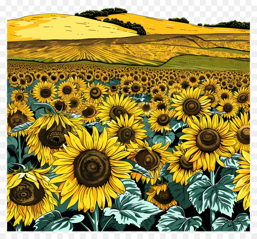 Champs De Tournesol，Tournesols PNG