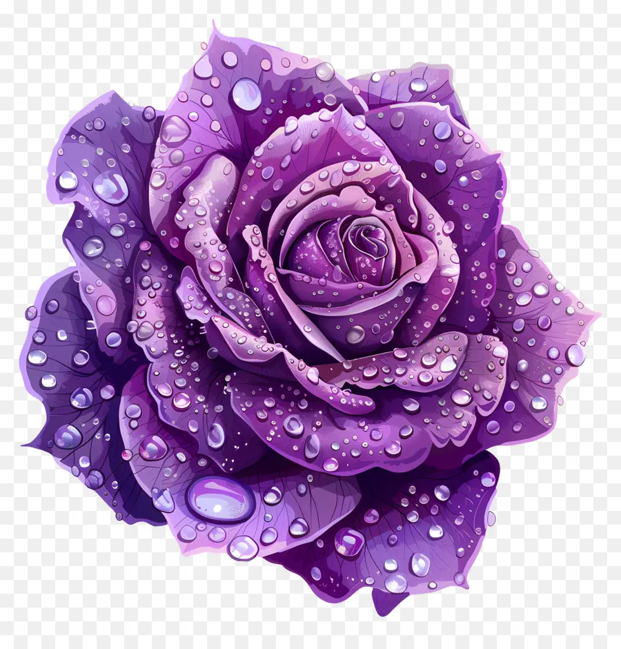 Rose Pourpre，Des Gouttelettes D'eau PNG