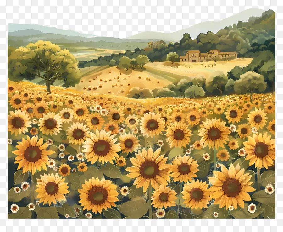 Champs De Tournesol，Champ De Tournesol PNG