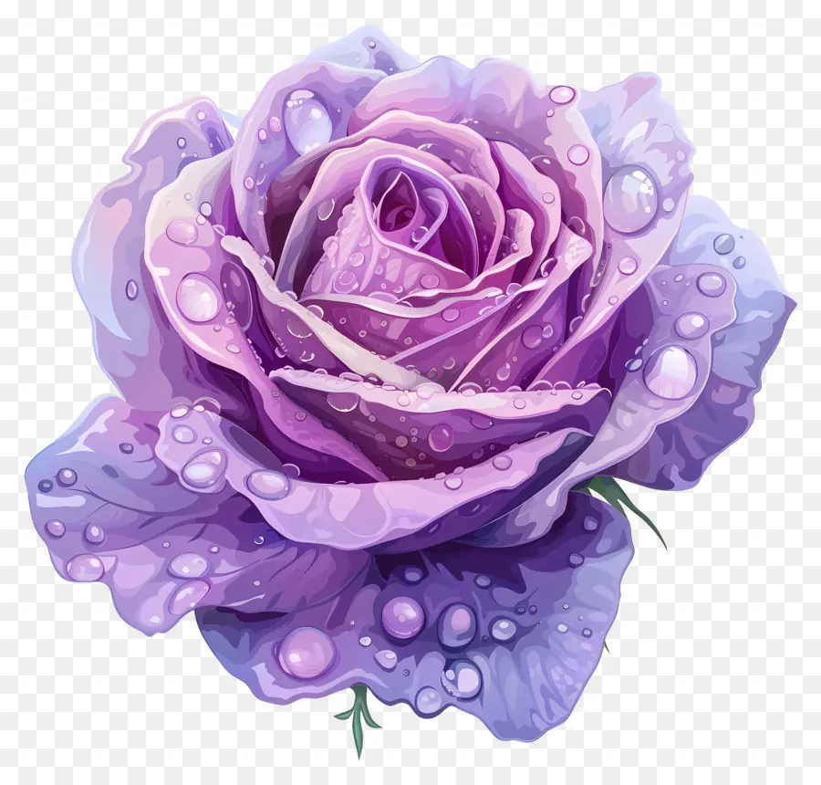 Rose Pourpre，Des Gouttelettes D'eau PNG