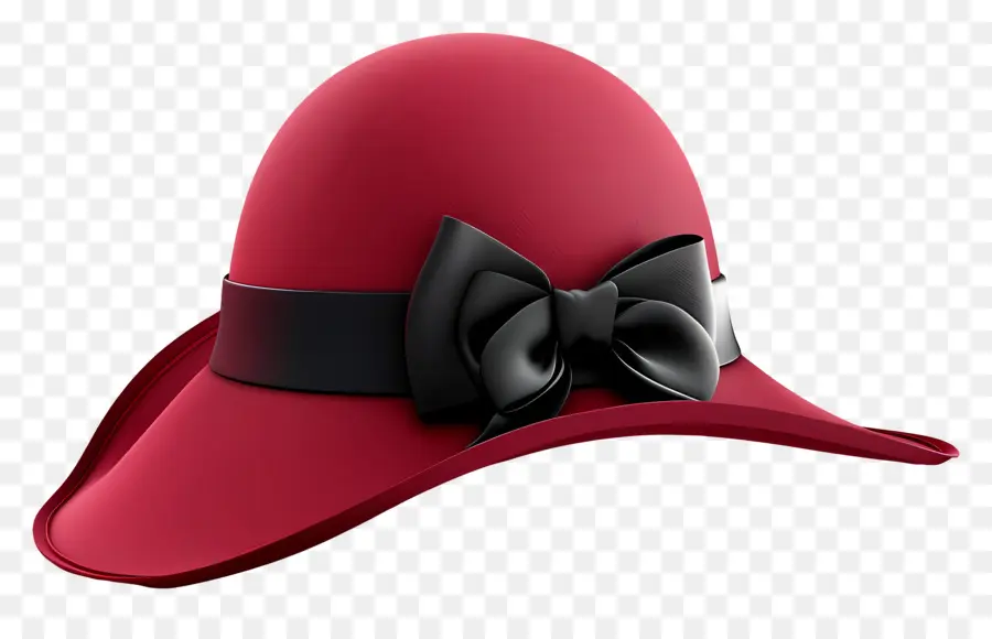 Chapeau Cloche，Chapeau Rouge Avec Noeud Noir PNG