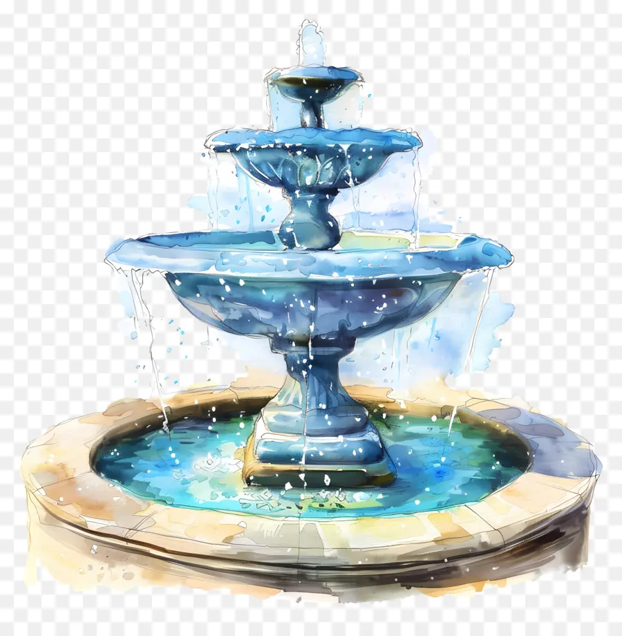 Fontaine D'eau，Peinture à L'aquarelle PNG