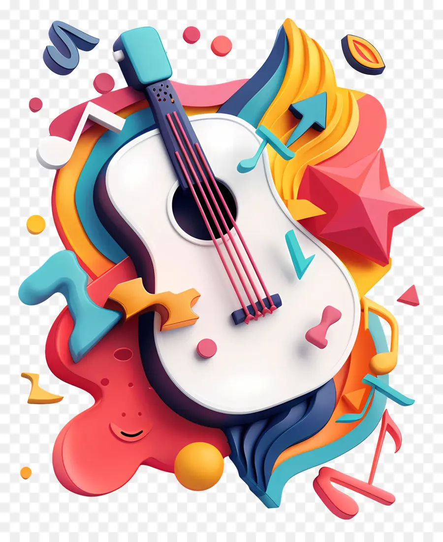 Journée Mondiale De La Musique，Guitare Colorée PNG