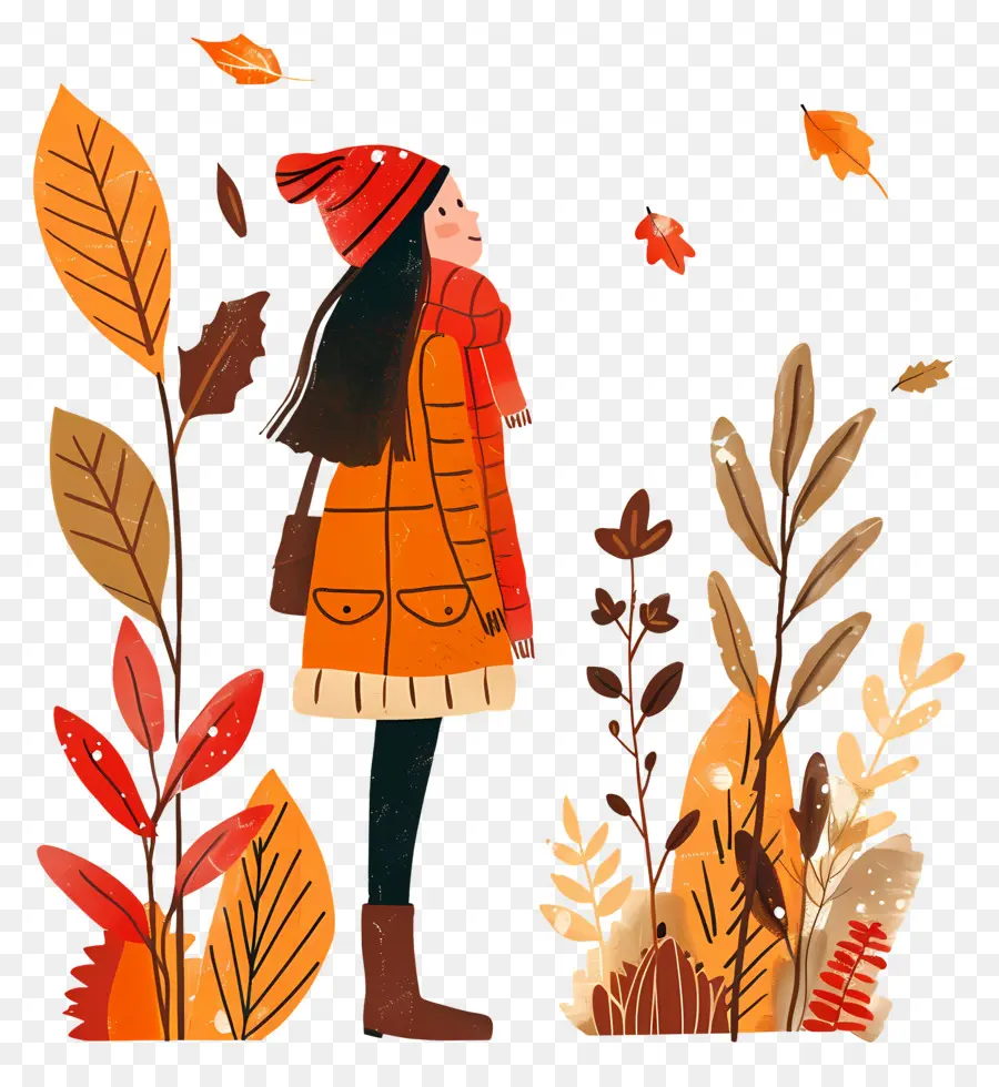 Automne Frais，Fille En Automne PNG