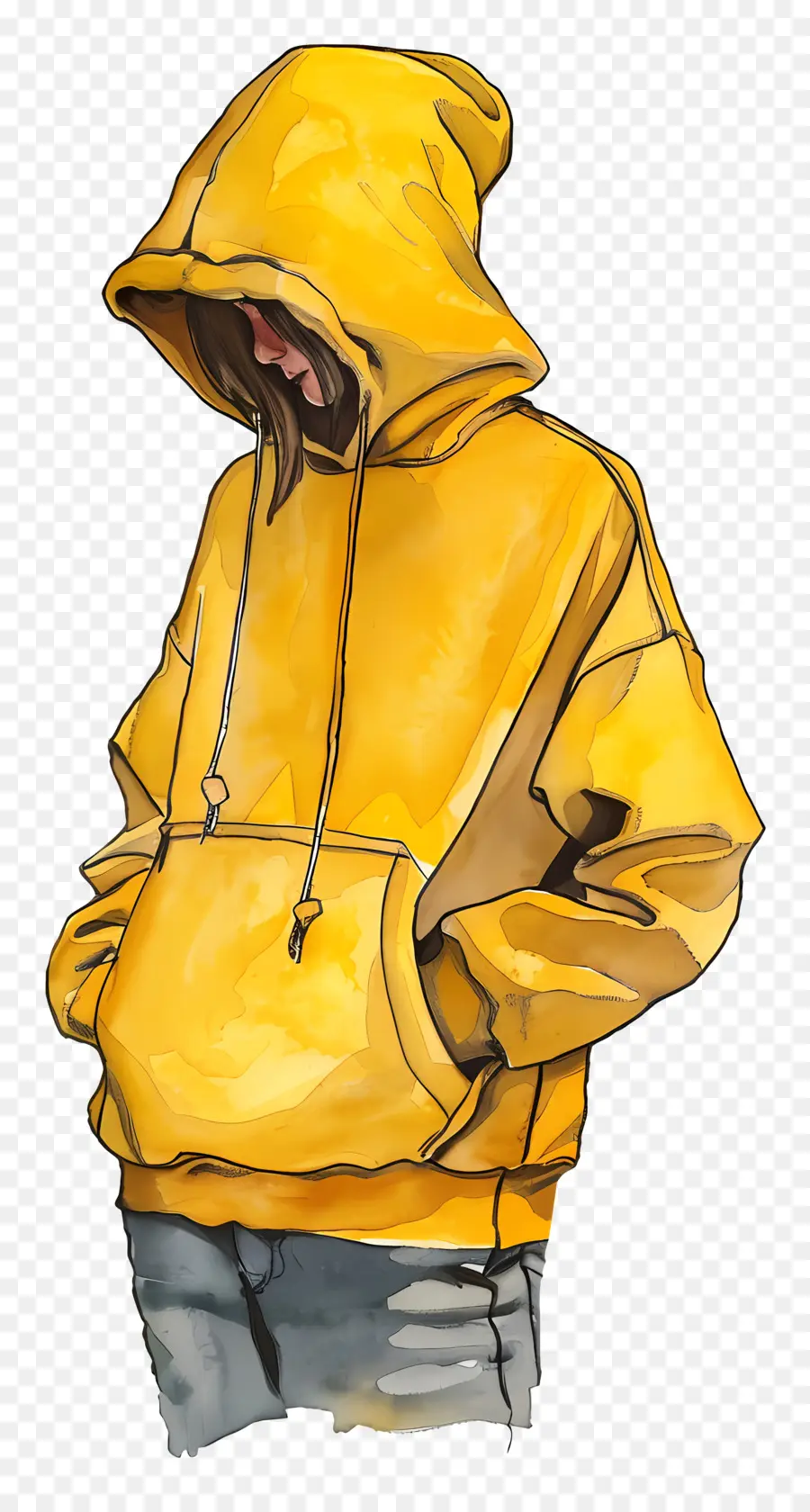 Sweatshirt à Capuche，Personne En Sweat à Capuche Jaune PNG